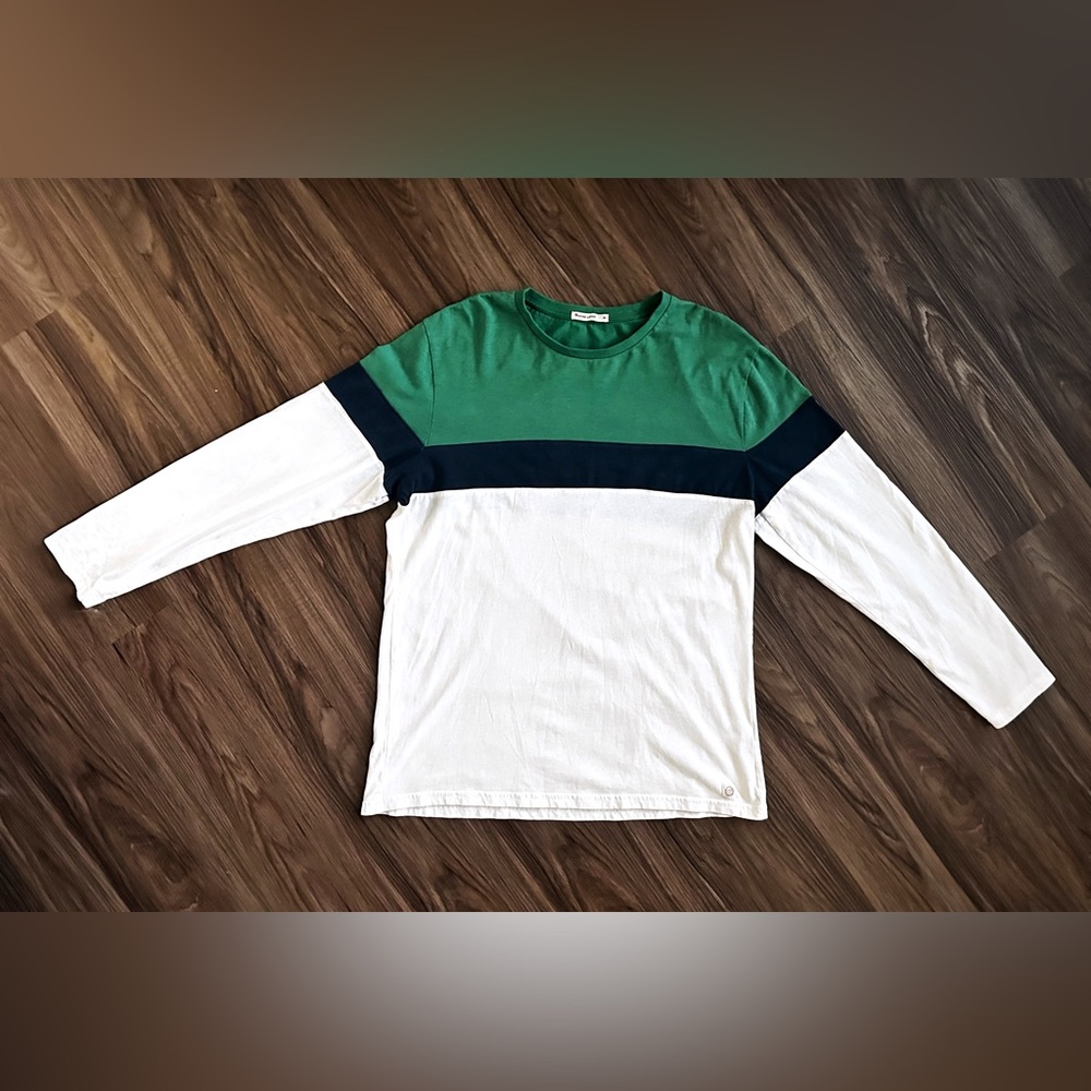 🌊 Marine Layer 🌊 Jacob Colorblock Striped Tee in Green/Navy/White